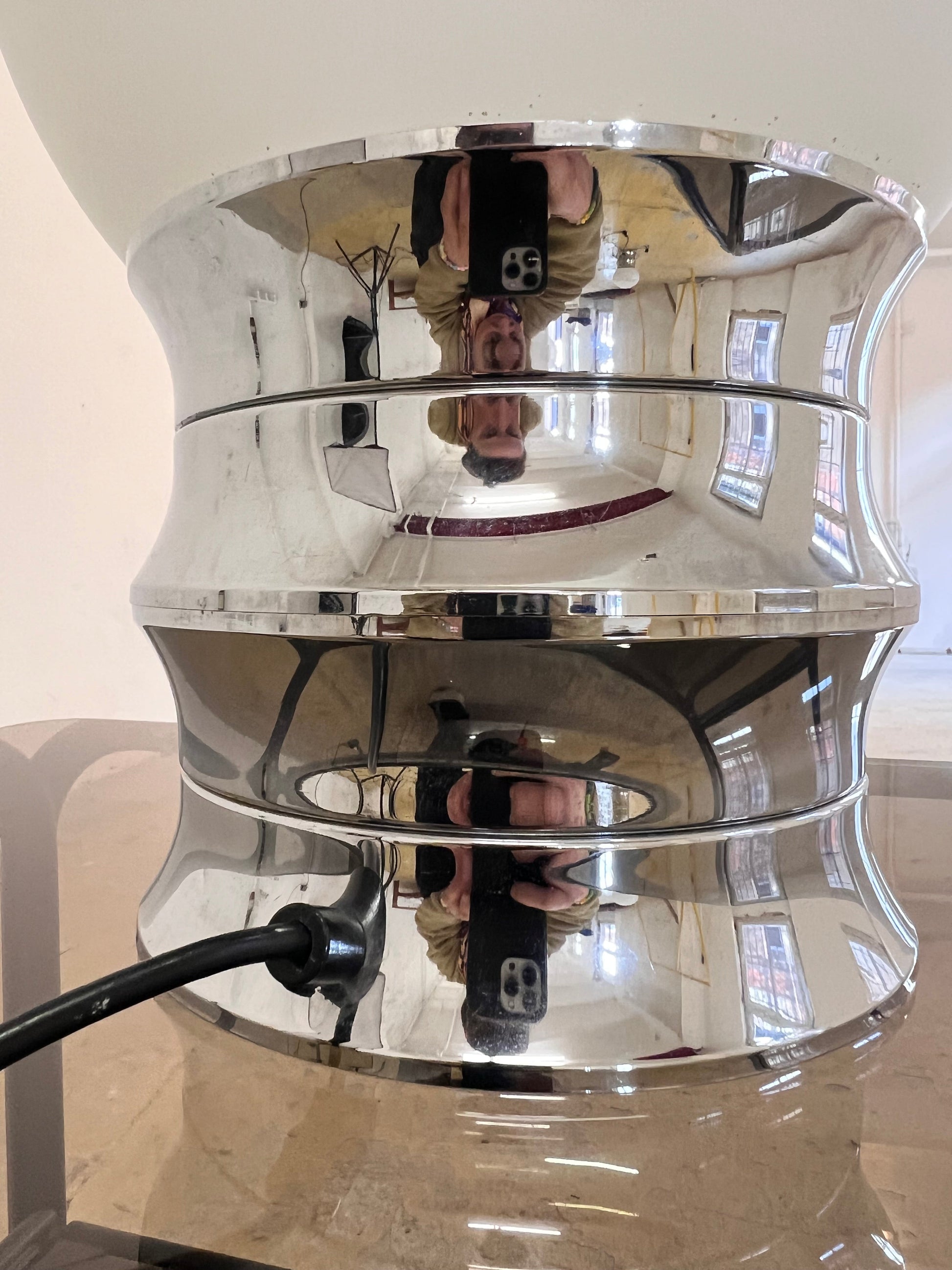 Vintage Tischlampe von VEB NARVA für Leuchtenbau Lengefeld Chrom Opalglas