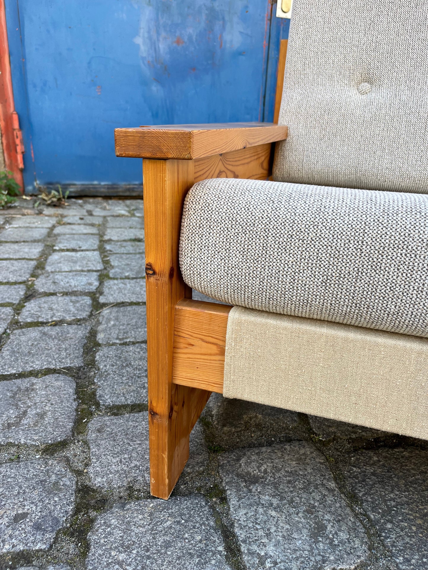 3-Sitzer Sofa beige grau Safari-Stil