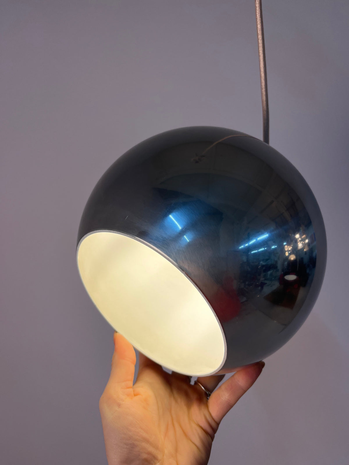 Vintage Pendelleuchte Topan von Verner Panton für &Tradition Chrom