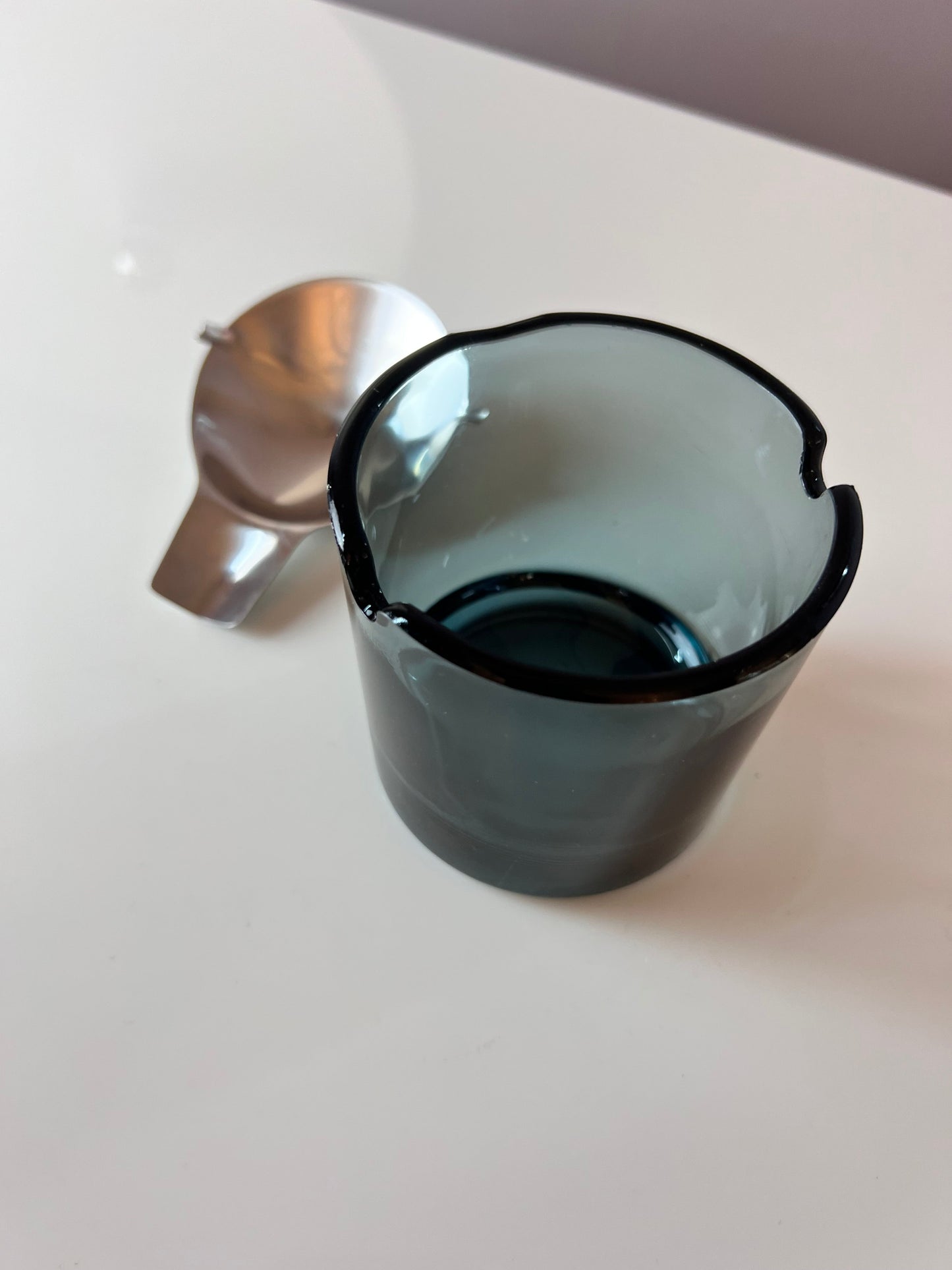 Vintage ashtray glass stainless steel by Wilhelm Wagenfeld for WMF