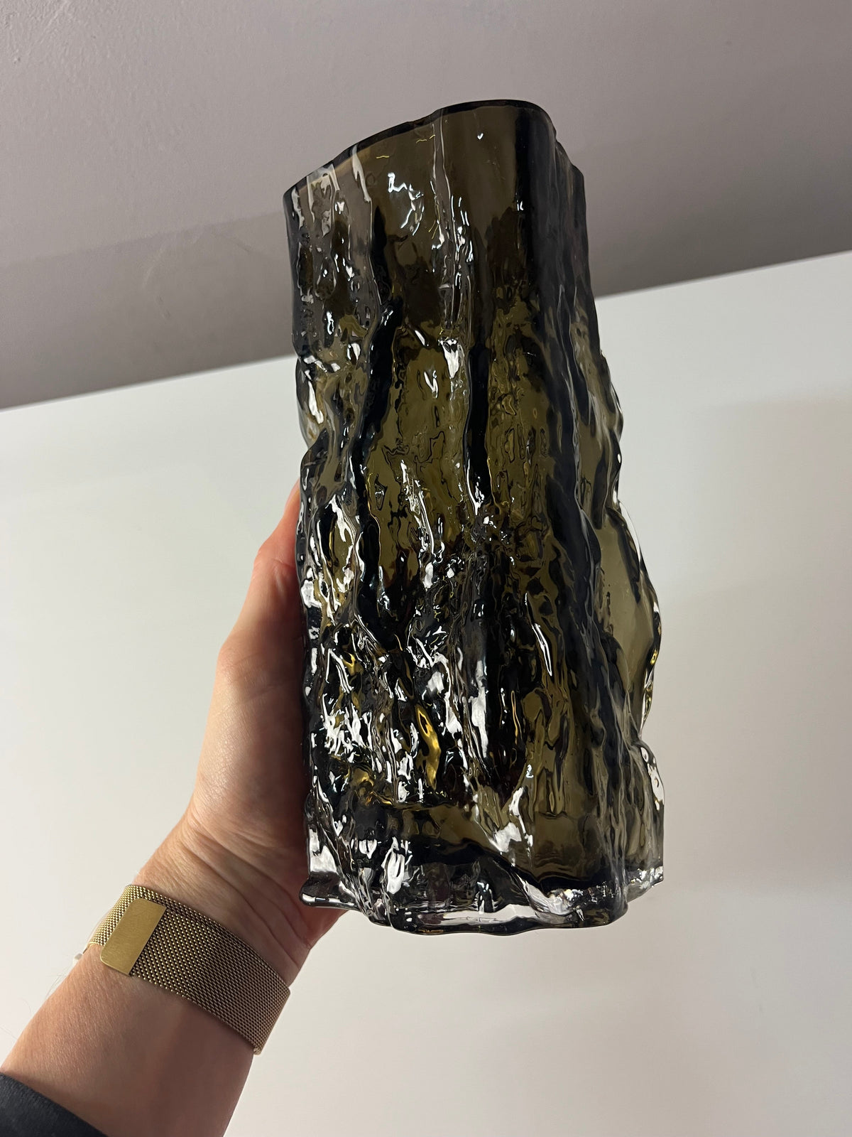 Vintage Vase Bark Vase von Margit Brandt für Margit Brandt Copenhagen grau Glas