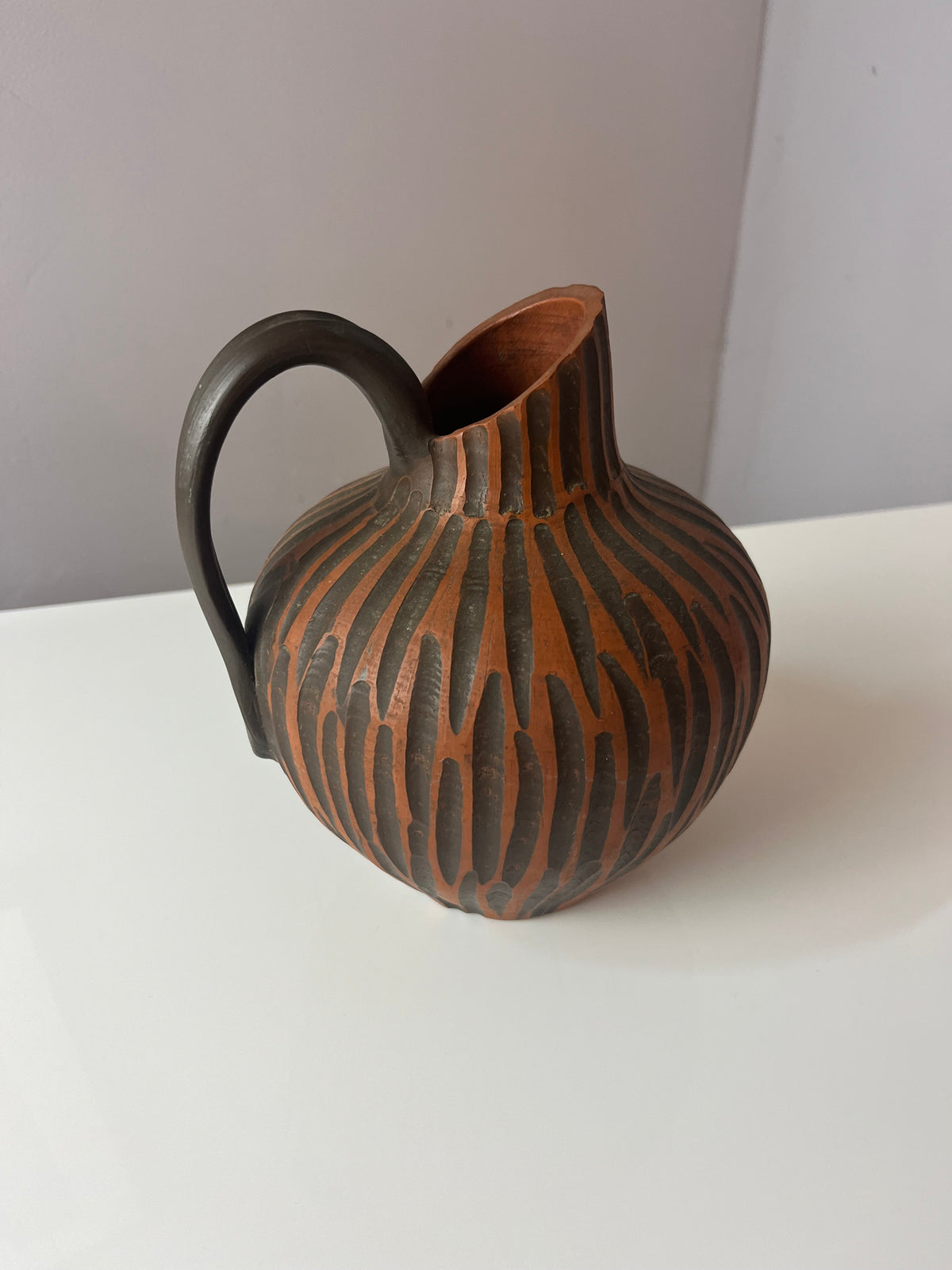 Vintage Vase Rhodos von Eiwa Keramik mit Ritzdekor Handarbeit