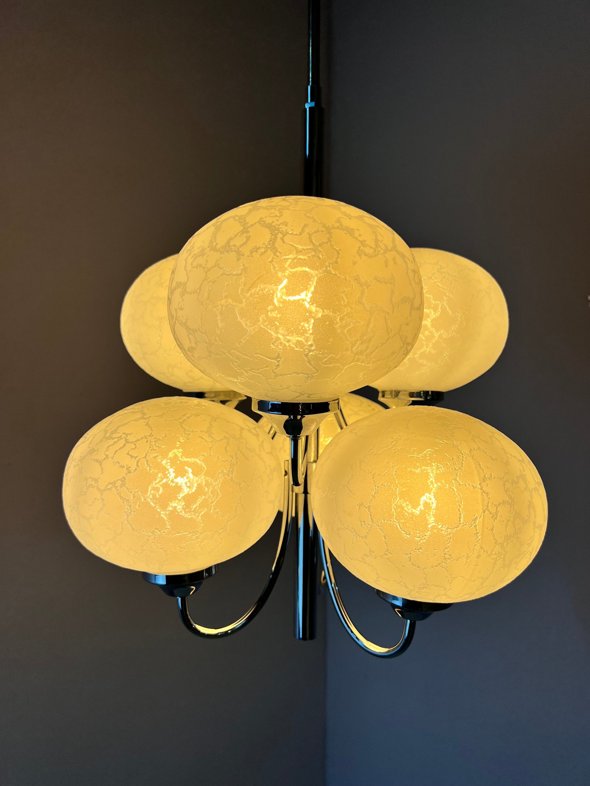 Vintage Kronleuchter mit 6 Kugeln von Richard Essig für Hustadt