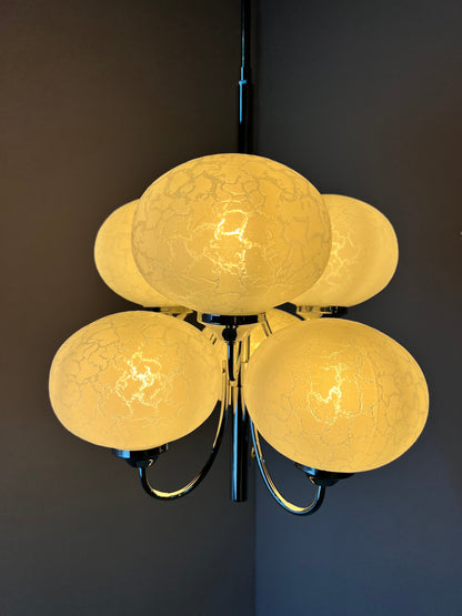 Vintage Kronleuchter mit 6 Kugeln von Richard Essig für Hustadt