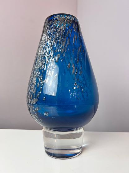 Vintage Vase blau Glas von Heinrich Löffelhardt für Schott Zwiesel