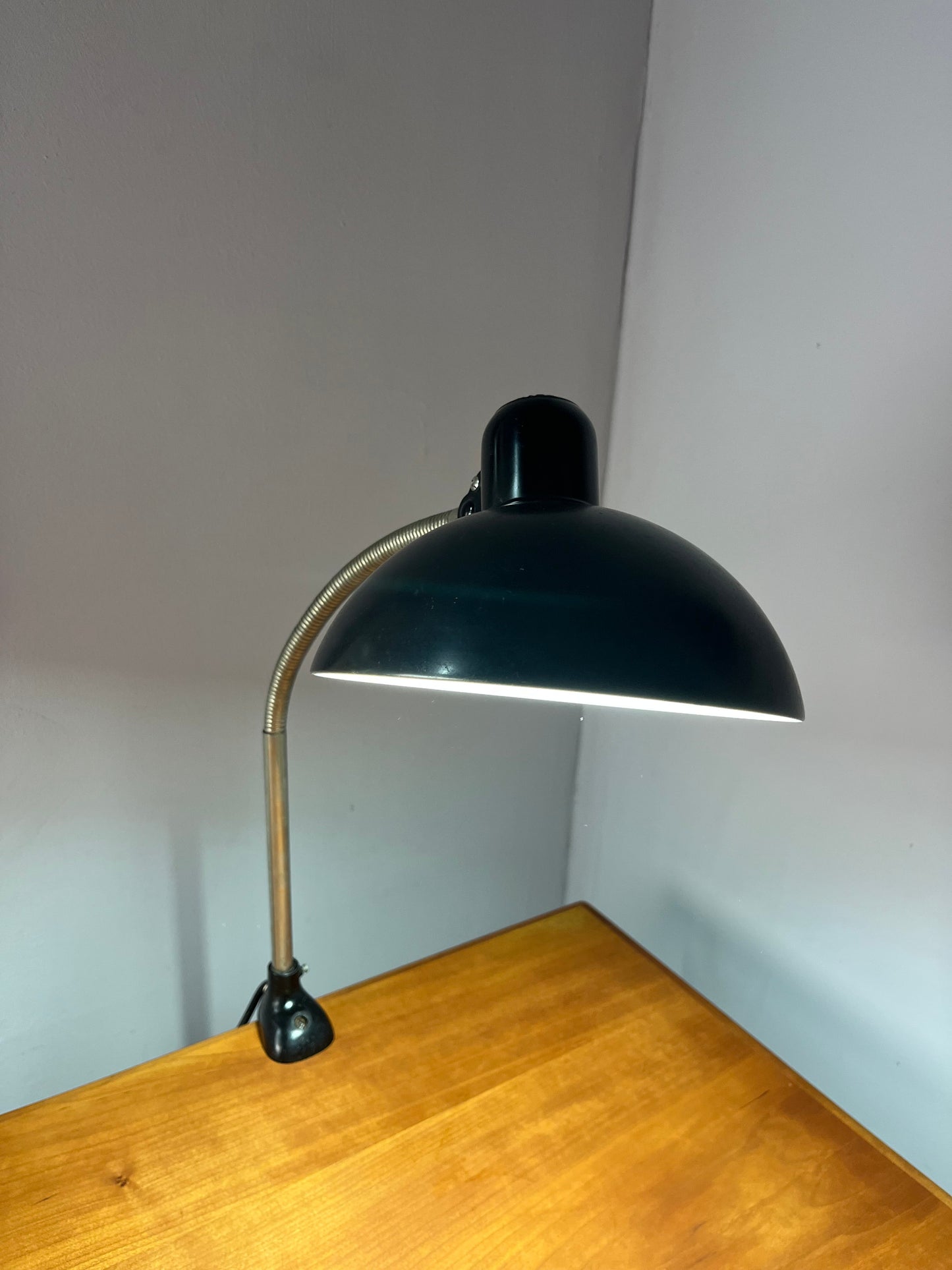 Vintage Klemmlampe schwarz von Christian Dell für Kaiser Idell