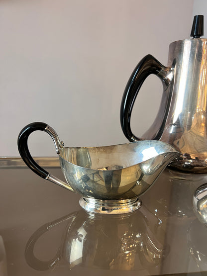 Vintage Kanne Zuckerdose Milchkännchen Sauciere EPNS versilbert von Hans Bunde für COHR Denmark Set