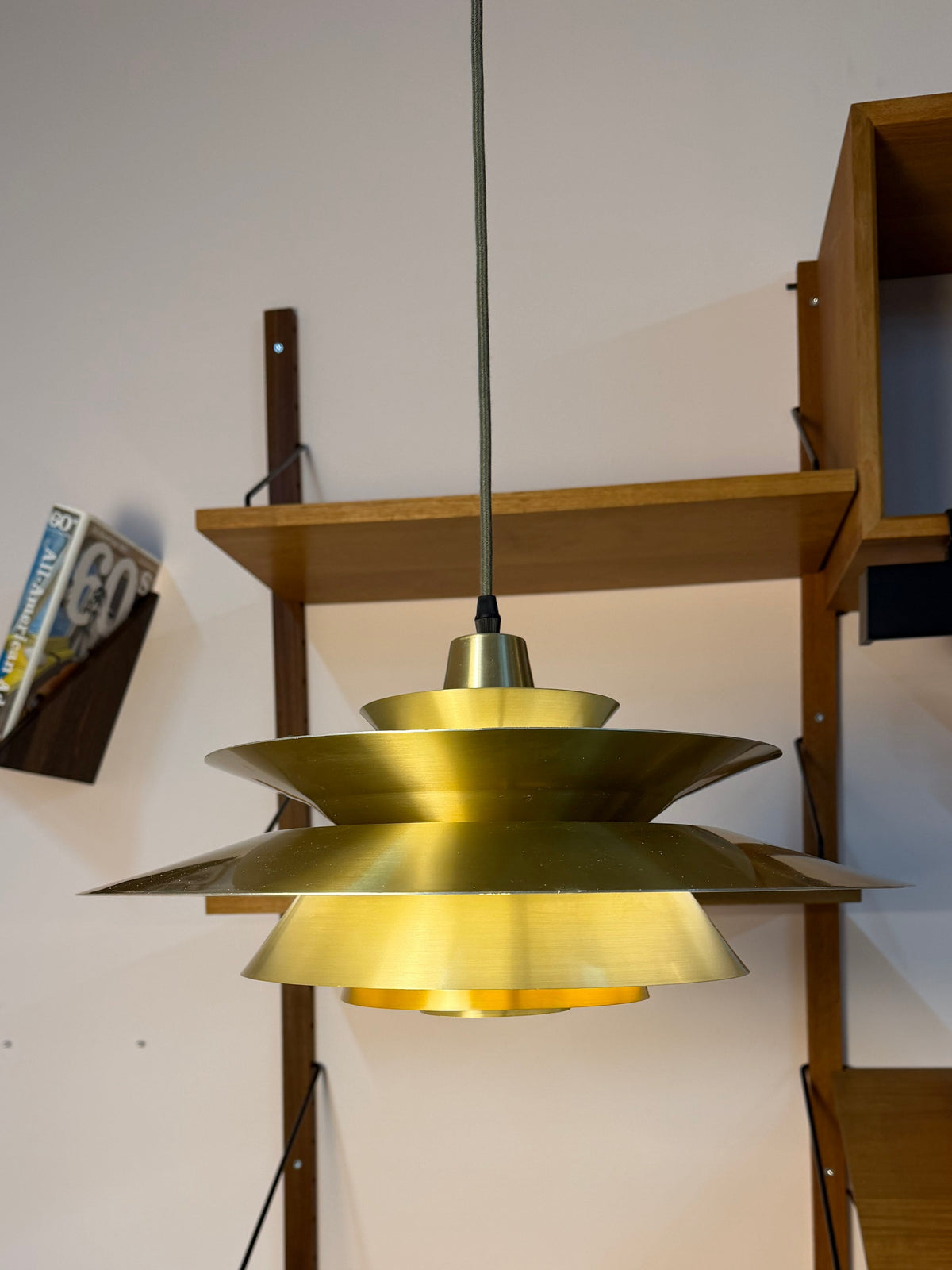 Vintage Lamellenlampe gold-gelb von Bent Nordsted für Lyskær
