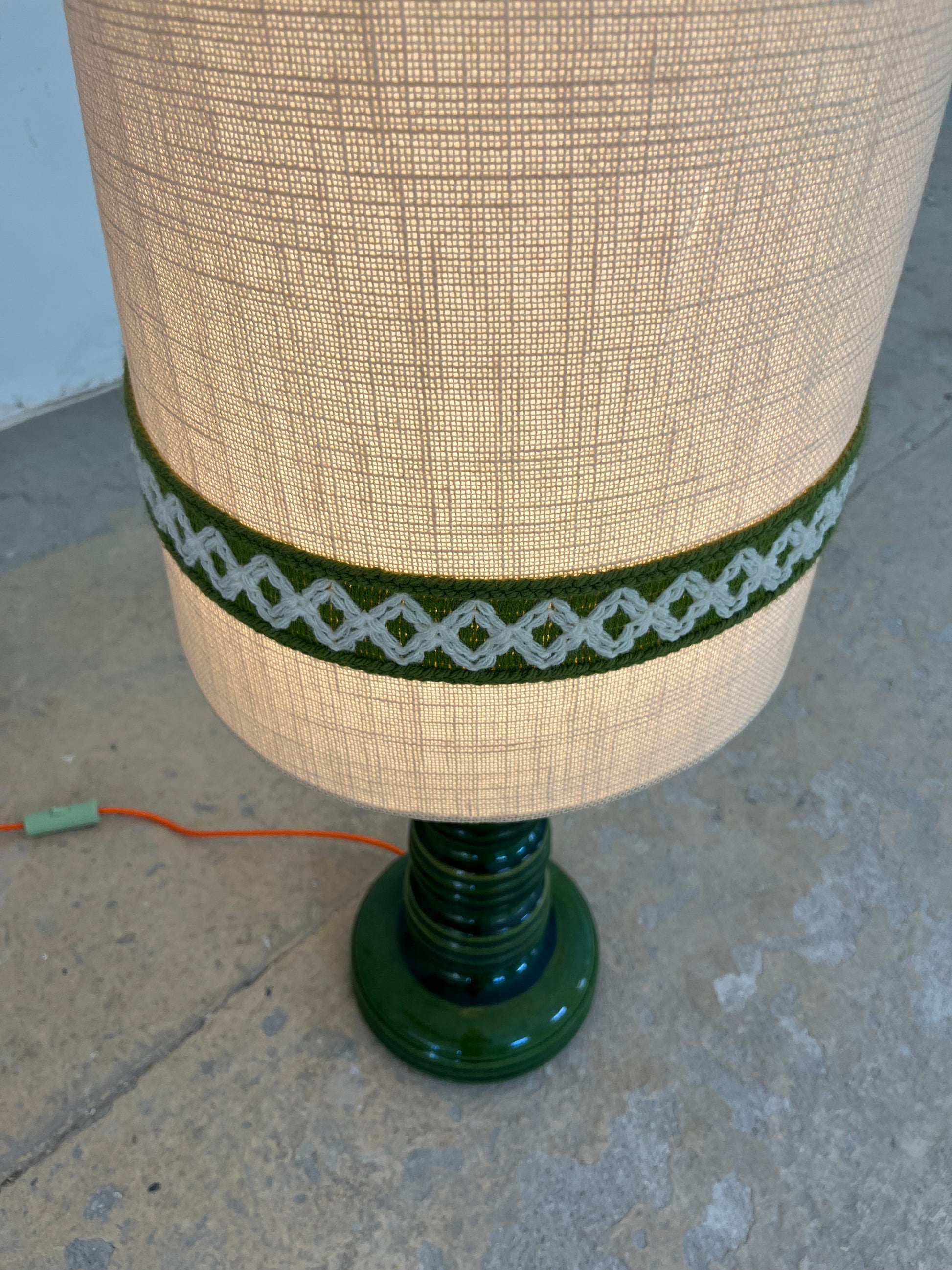 Vintage Stehlampe "No 476 50" von Aro Leuchten aus grüner Keramik