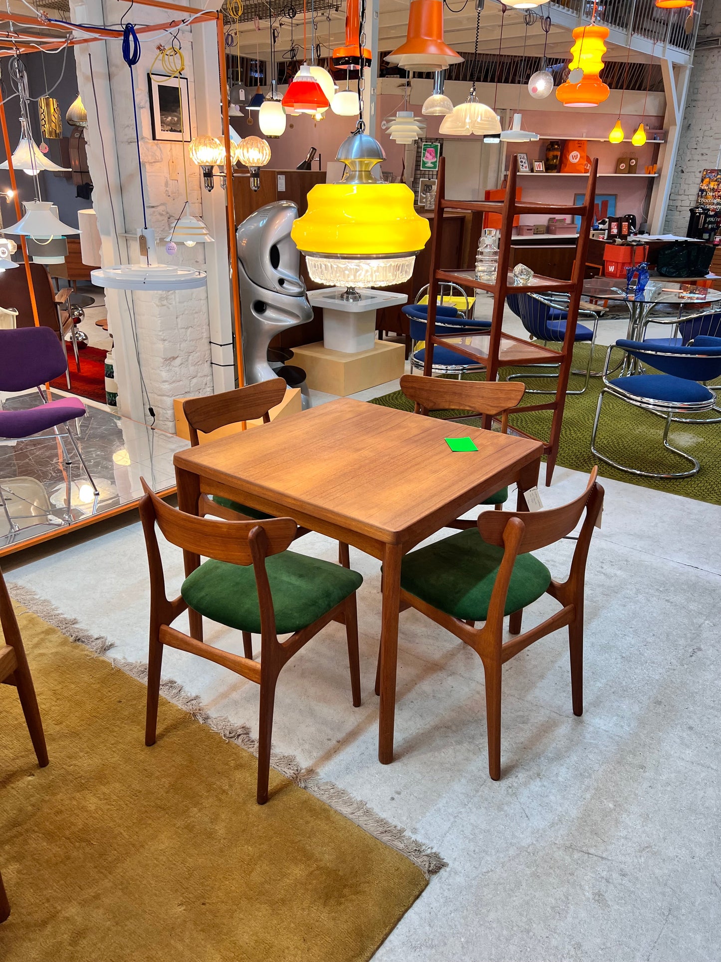 Vintage Polsterstuhl Set von 4 von Schiønning und Elgaard für Randers Møbelfabrik grün Teak