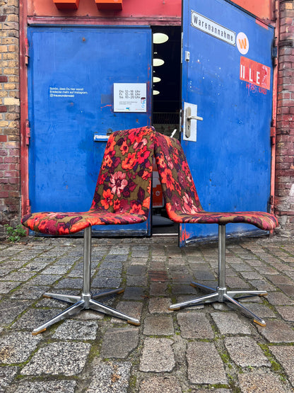 2x Drehstuhl rot floral von EKA Wohnmöbel