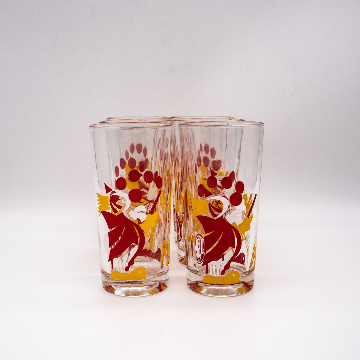 Vintage Glas mit Clownmotiven Set von 2