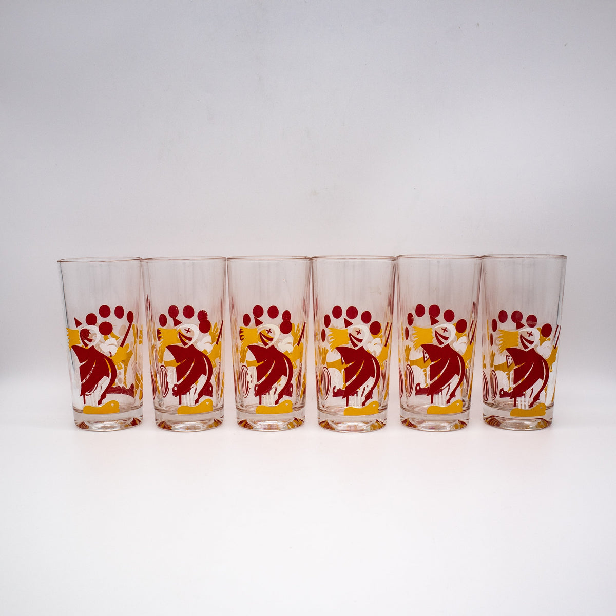Vintage Glas mit Clownmotiven Set von 2