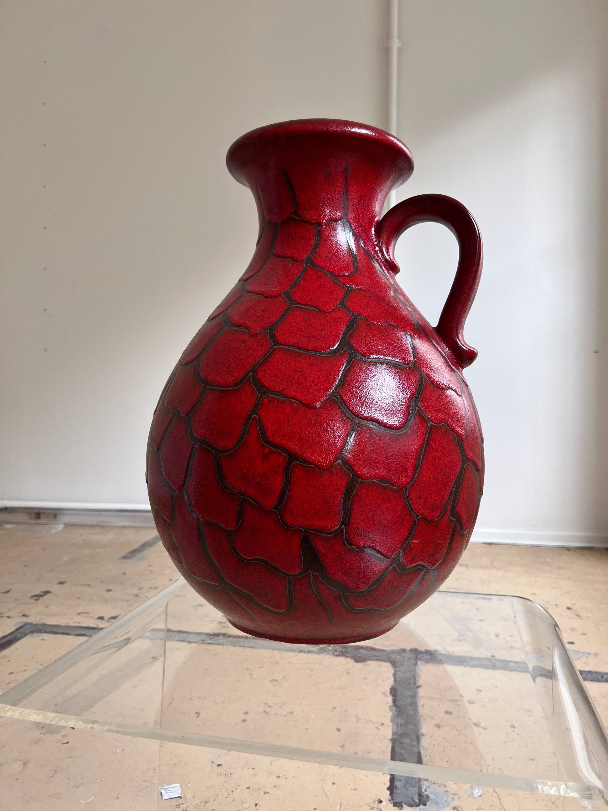 Vintage Bodenvase Drachenschuppen von Scheurich West Germany