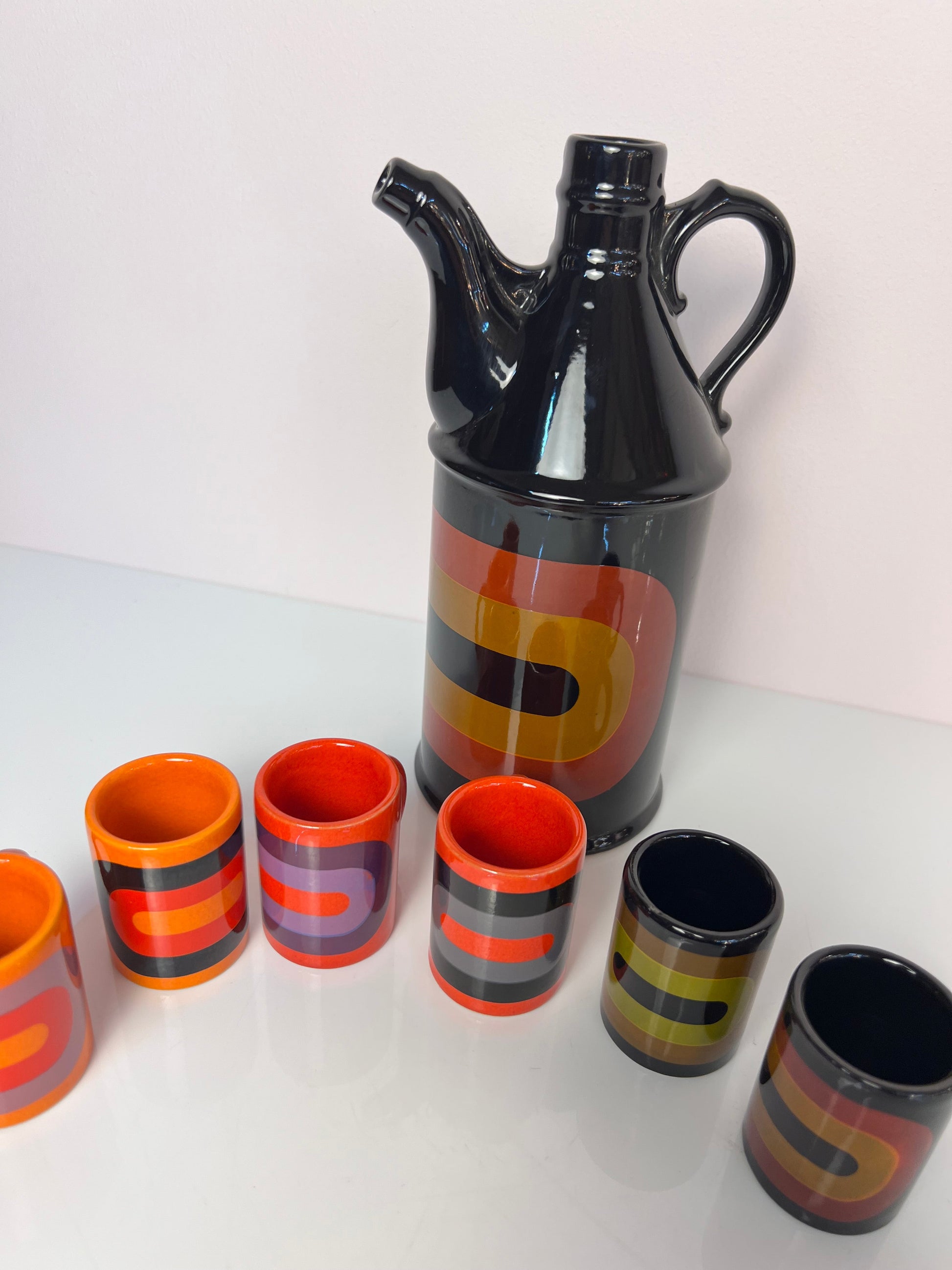 Vintage Schnapsdekanter und 6 Becher von Wächtersbach