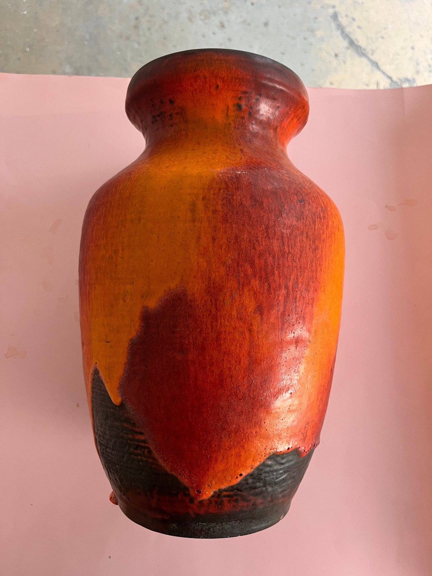 Vintage vase 7312-30 Fat Lava orange red from Carstens Keramik West Germany