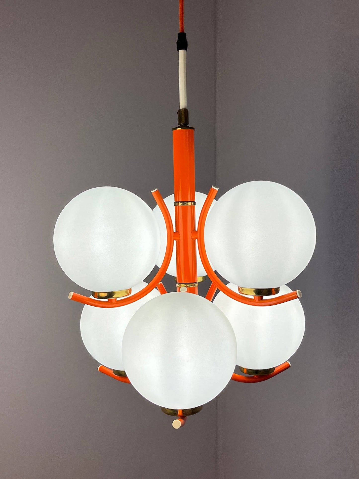 Vintage Kronleuchter von Richard Essig für Pre-Loved orange weiß