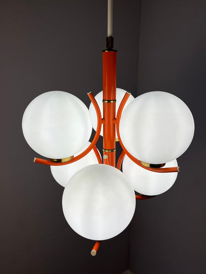 Vintage Kronleuchter von Richard Essig für Pre-Loved orange weiß
