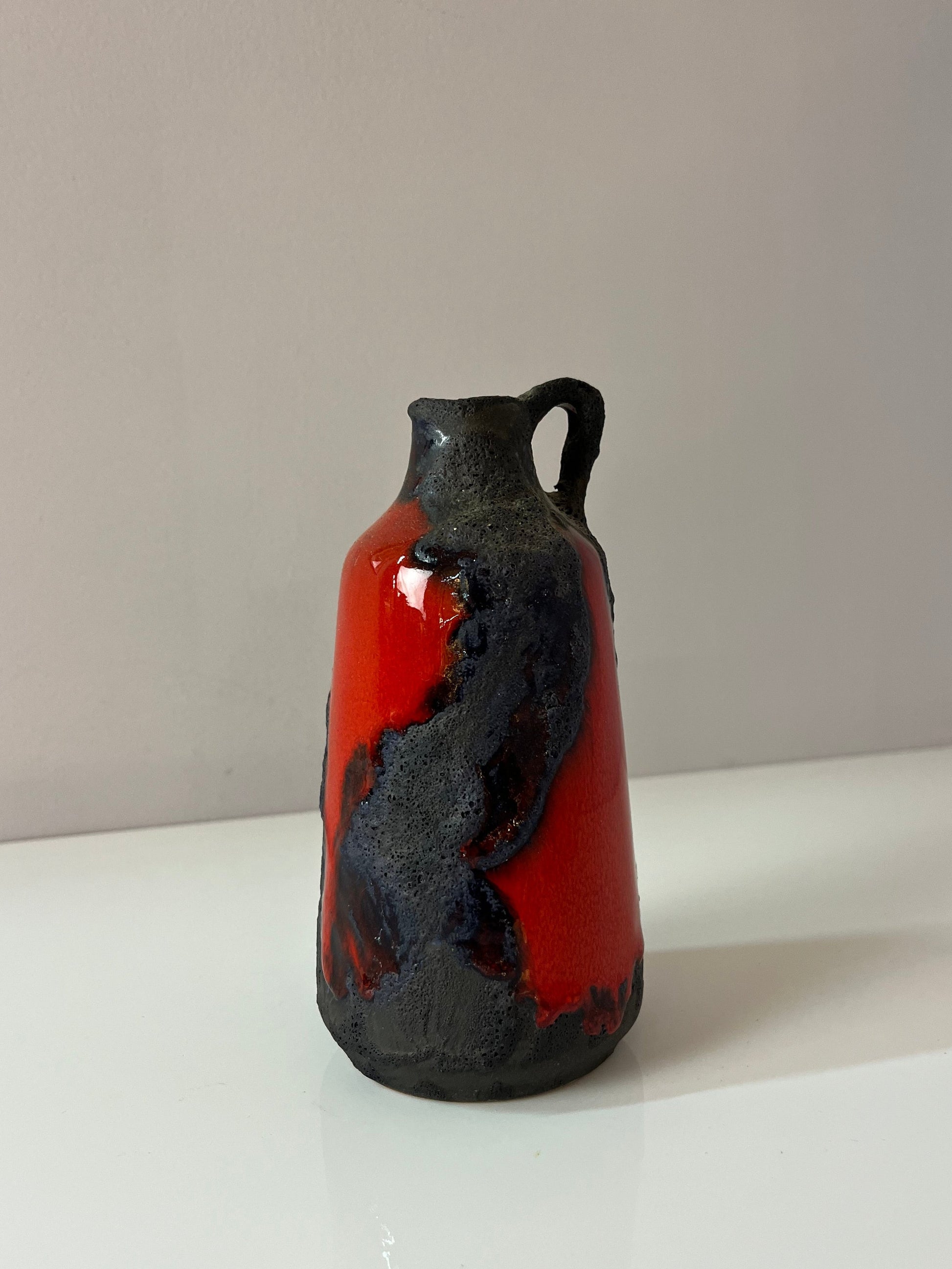 Vintage Vase Fat Lava von Marei Keramik rot dunkelbraun