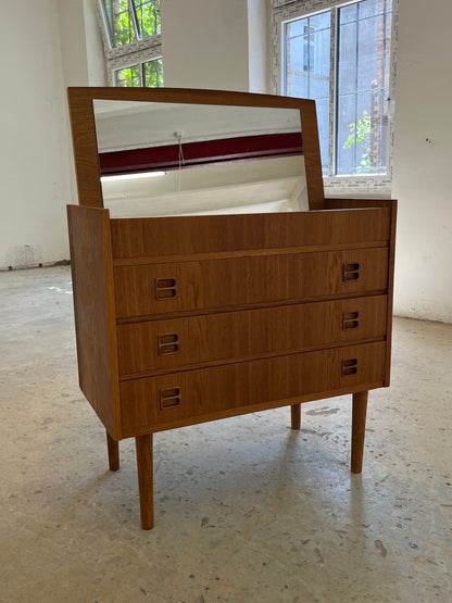 Vintage Kommode Eiche mit Spiegel und Klappfach aus Dänemark