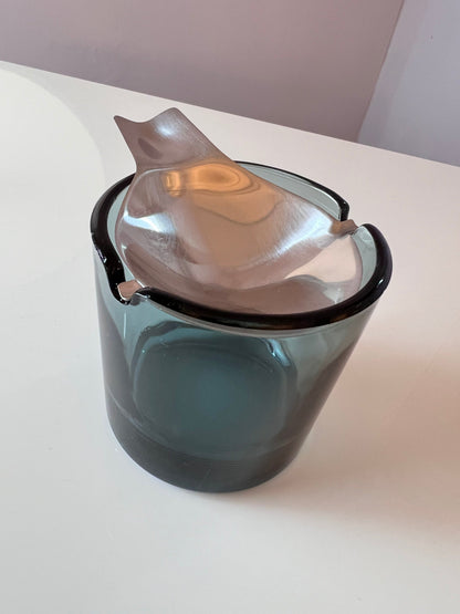 Vintage ashtray glass stainless steel by Wilhelm Wagenfeld for WMF