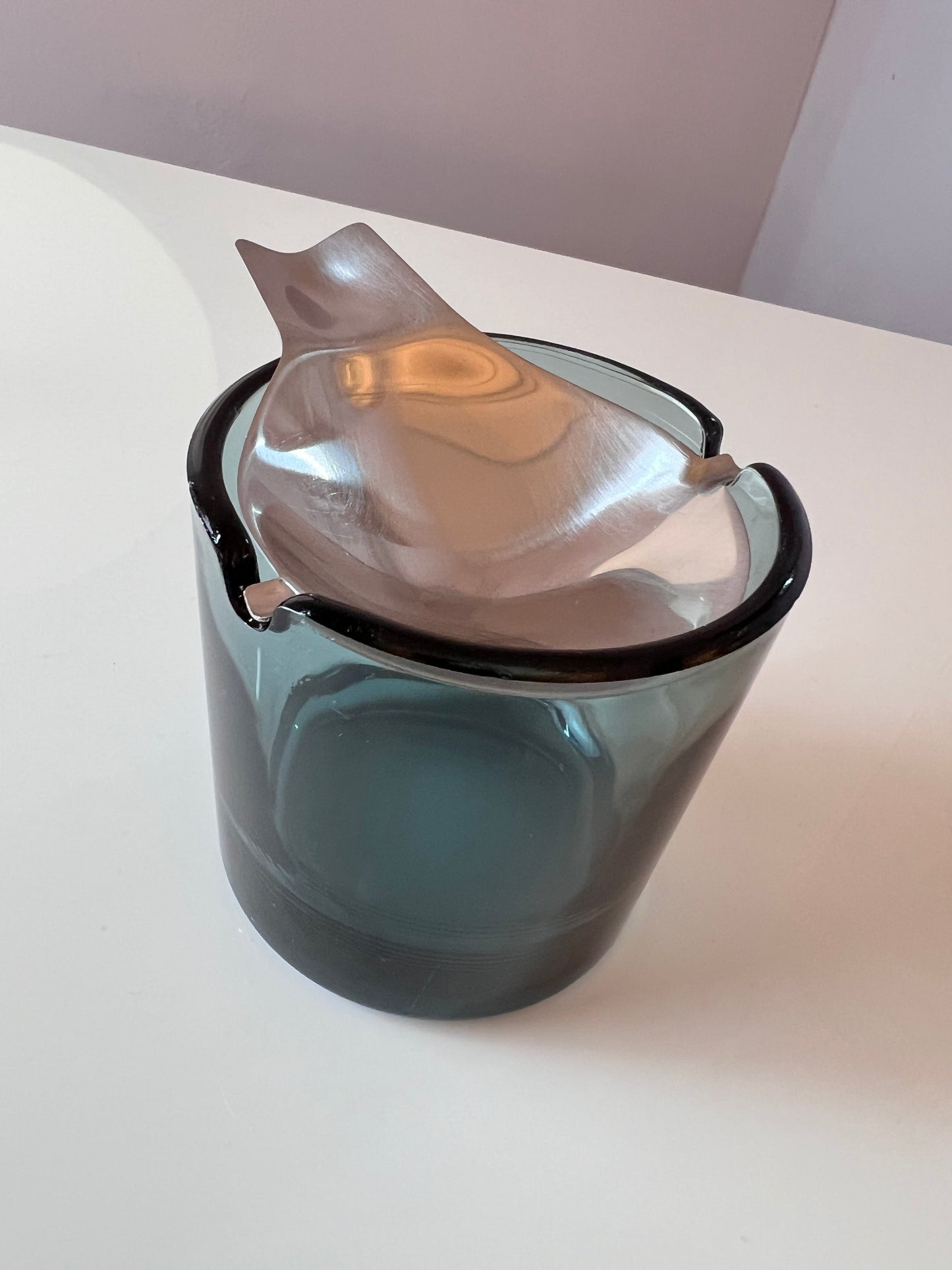 Vintage ashtray glass stainless steel by Wilhelm Wagenfeld for WMF