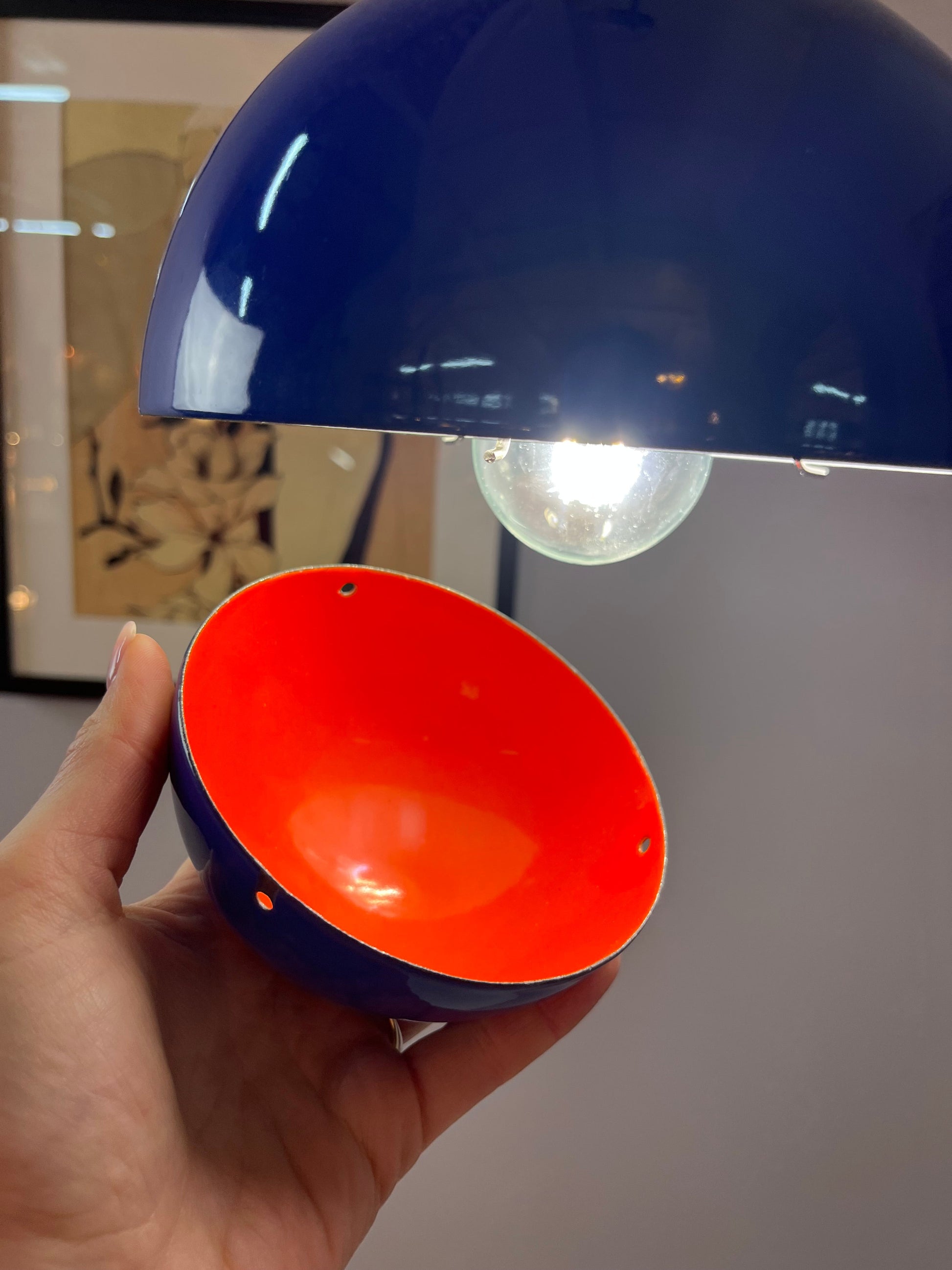 Vintage Hängelampe Flowerpot blau von Verner Panton für Louis Poulsen