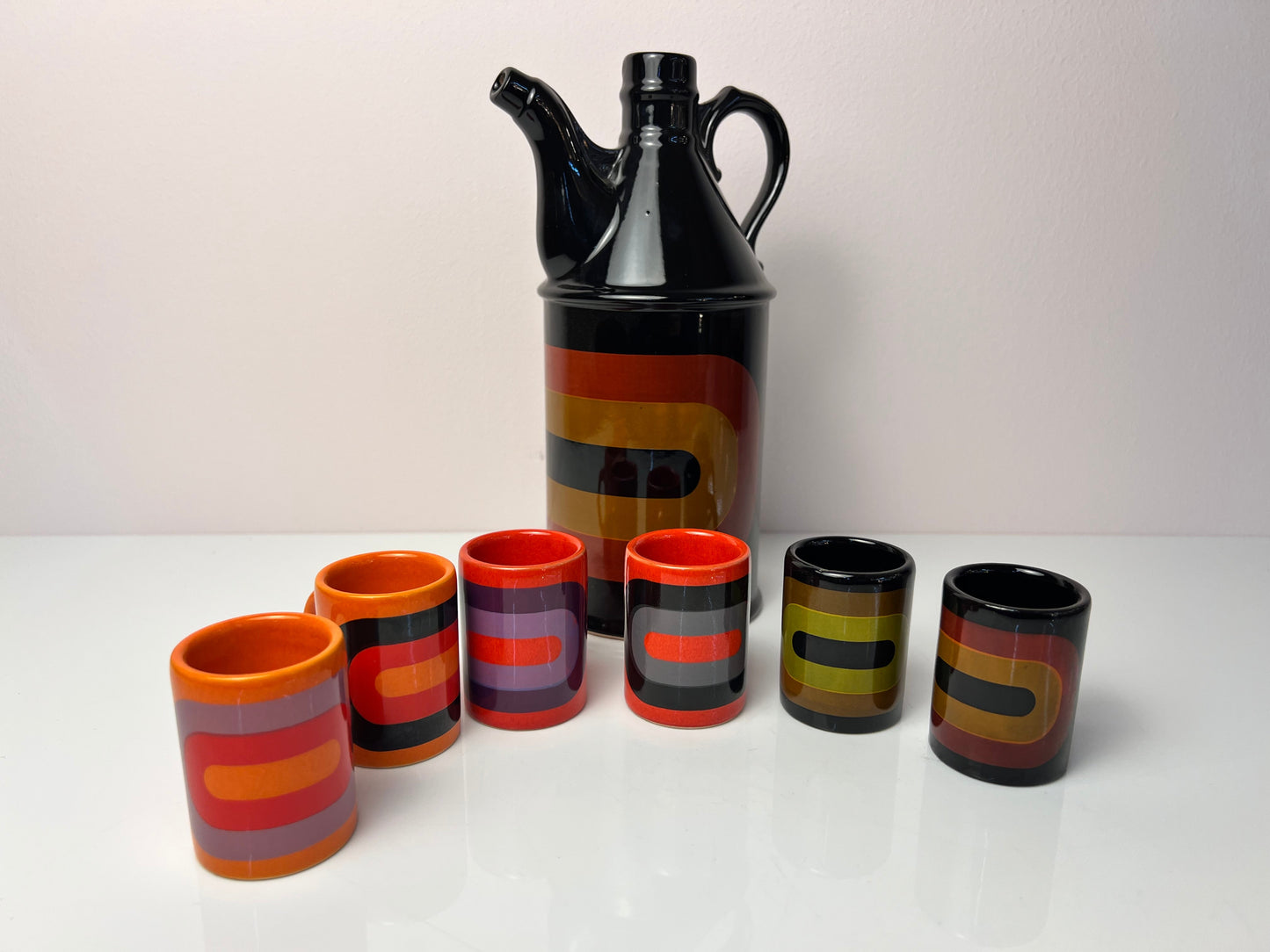 Vintage Schnapsdekanter und 6 Becher von Wächtersbach