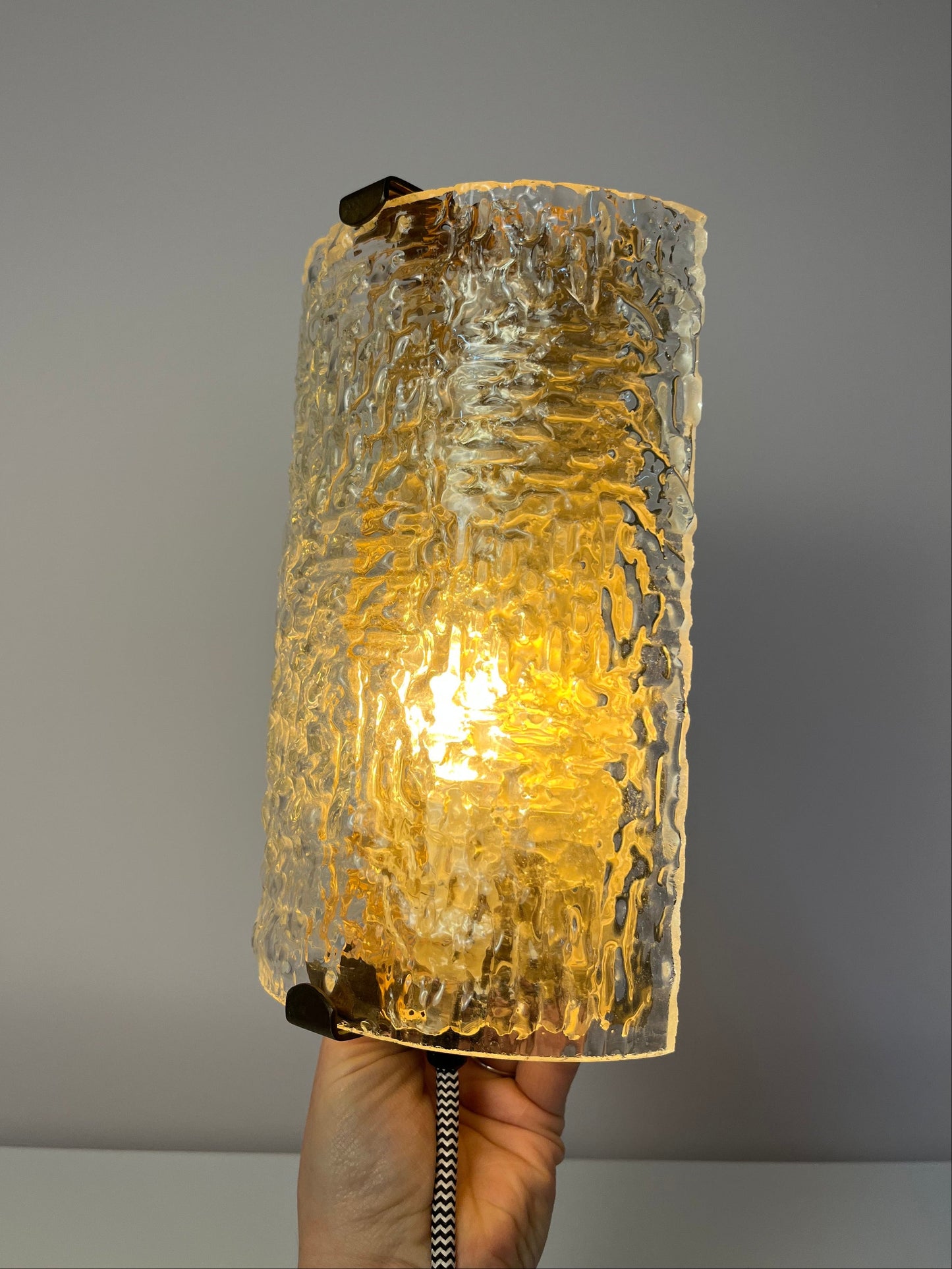 Vintage Wandlampe Glas Messing von Orrefors
