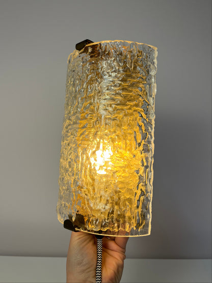 Vintage Wandlampe Glas Messing von Orrefors
