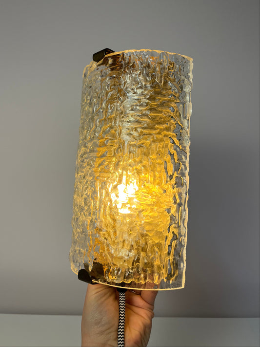 Vintage Wandlampe Glas Messing von Orrefors