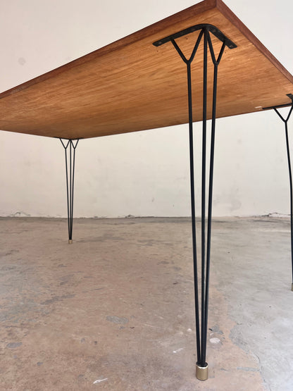 Vintage Esstisch Teak mit originalen Hairpin Legs