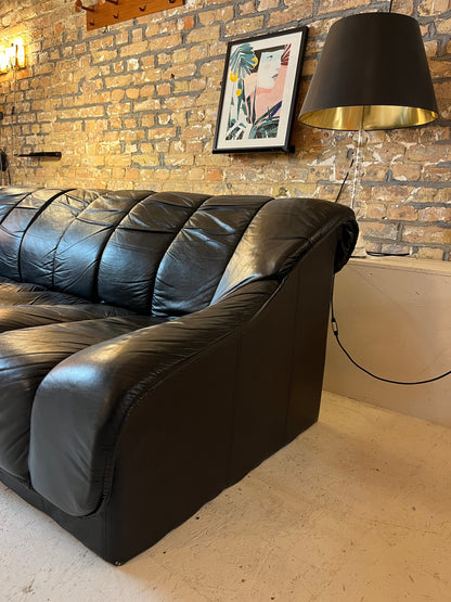 3-Sitzer Sofa schwarz Echtleder