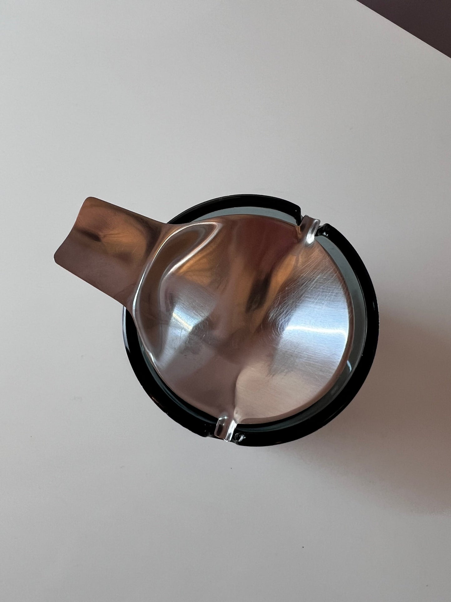 Vintage ashtray glass stainless steel by Wilhelm Wagenfeld for WMF