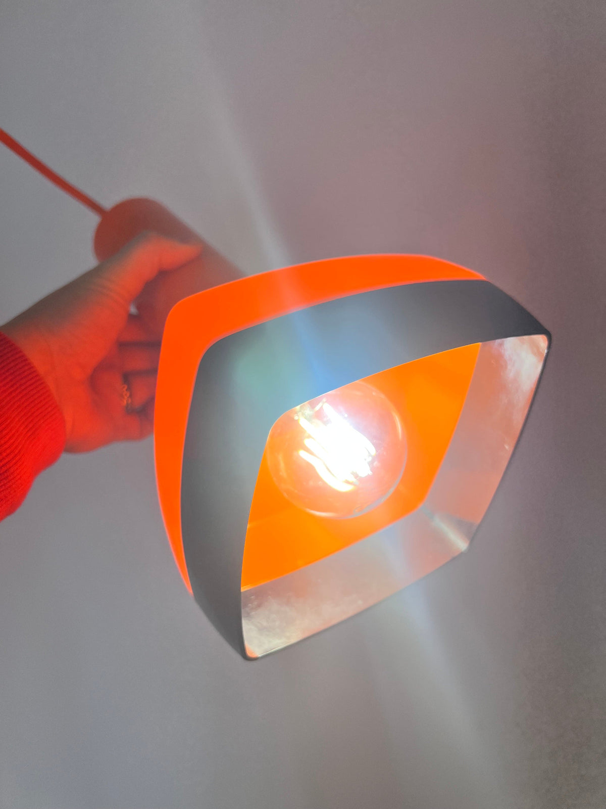 Vintage orange hanging lamp by Bent Karlby for Schrøder-Kemi