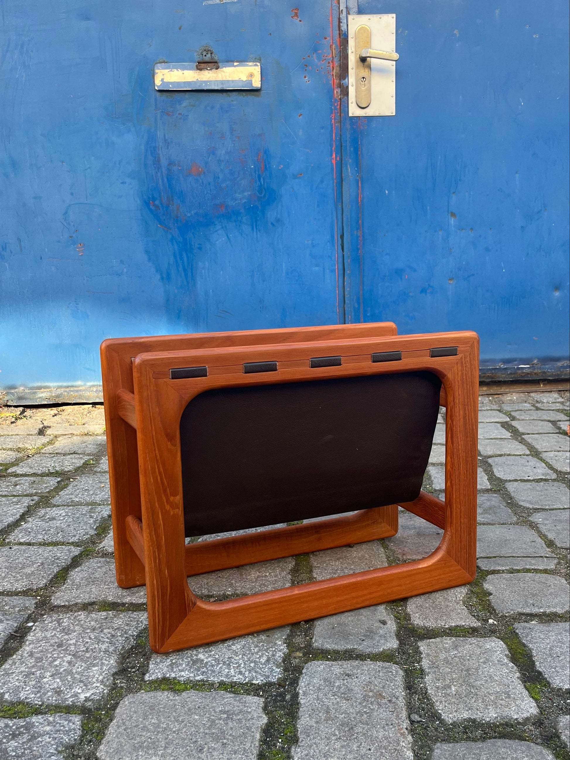 Zeitungsständer Teak Echtleder von Aksel Kjersgaard für Salin Møbler