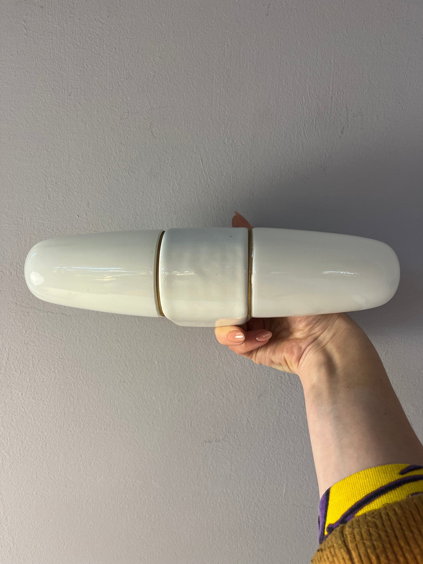 Vintage Wandleuchte Modell 6068 weiß von Wilhelm Wagenfeld für Lindner