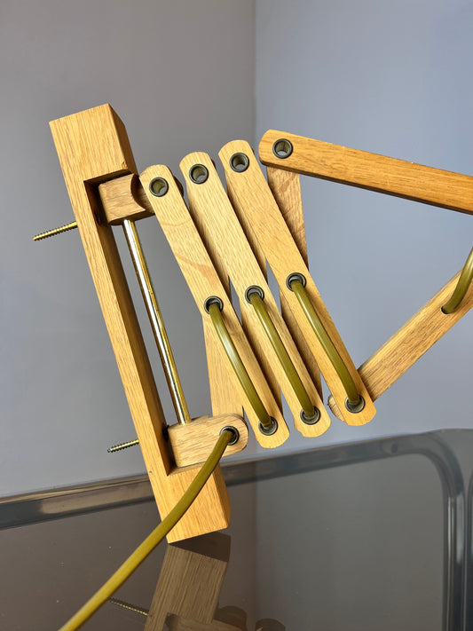 Scherenlampe beige Eiche