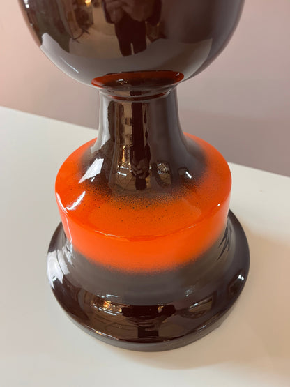 Vintage Tischlampe orange braun Keramik Westdeutschland