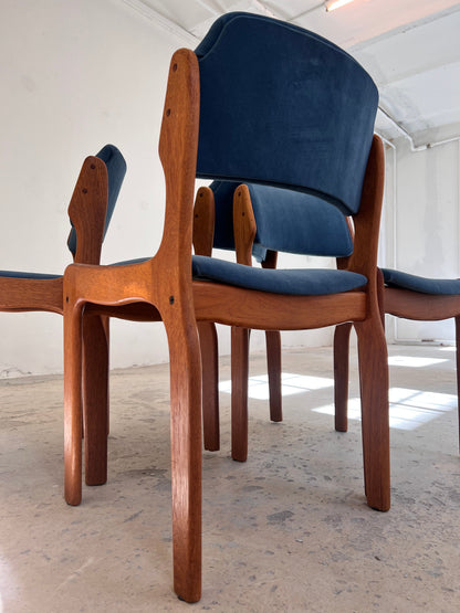 Vintage Polsterstuhl Set von 4 von Erik Buch für O.D. Møbler blau Teak