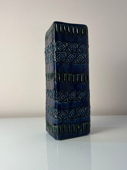 Vintage Vase Rimini Blue von Aldo Londi für Bitossi eckig