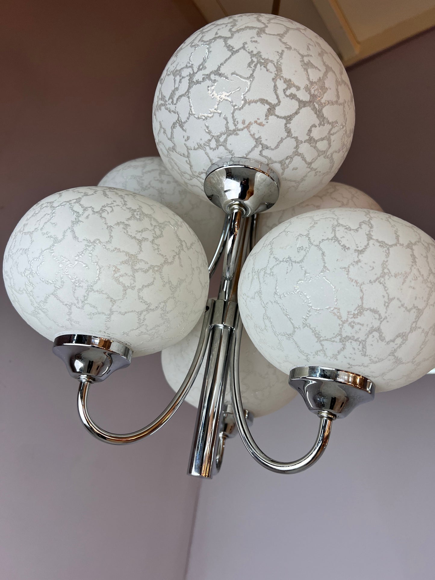 Vintage Kronleuchter mit 6 Kugeln von Richard Essig für Hustadt