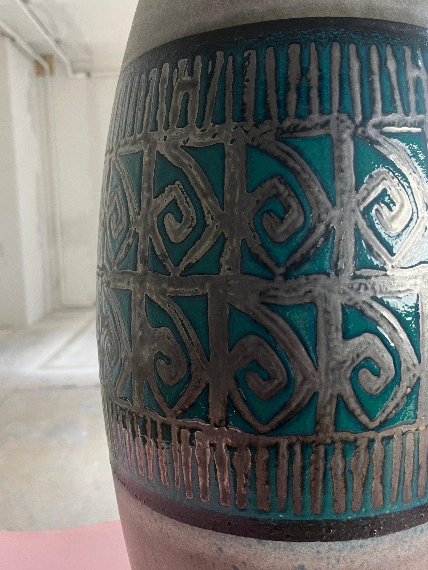 Vintage floor vase 248-50 petrol grey by Scheurich West Germany