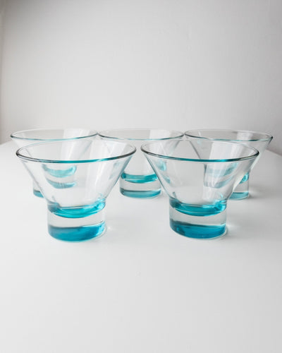 Vintage drinking glass set of 5 from Murano turquoise