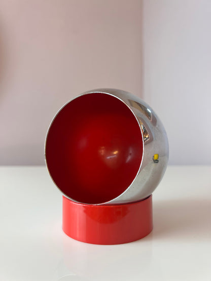 Vintage Kugelaschenbecher rot Chrom von Quist