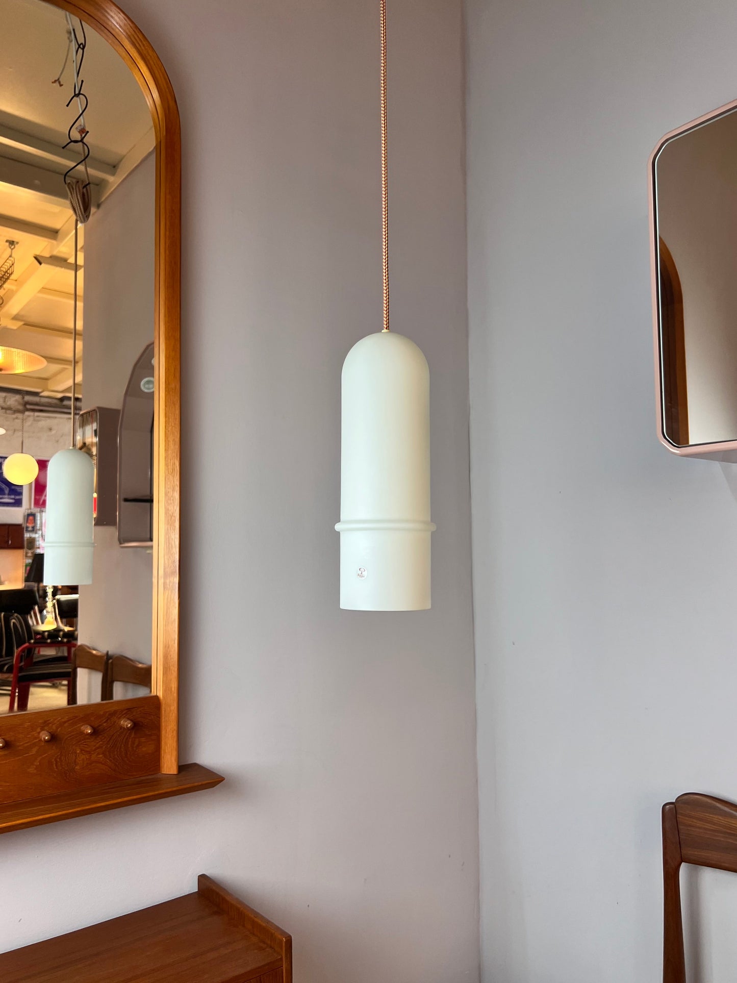 Vintage hanging lamp opal glass from Peill &amp; Putzler white