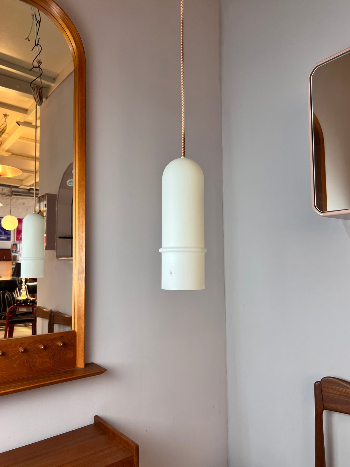 Vintage hanging lamp opal glass from Peill &amp; Putzler white