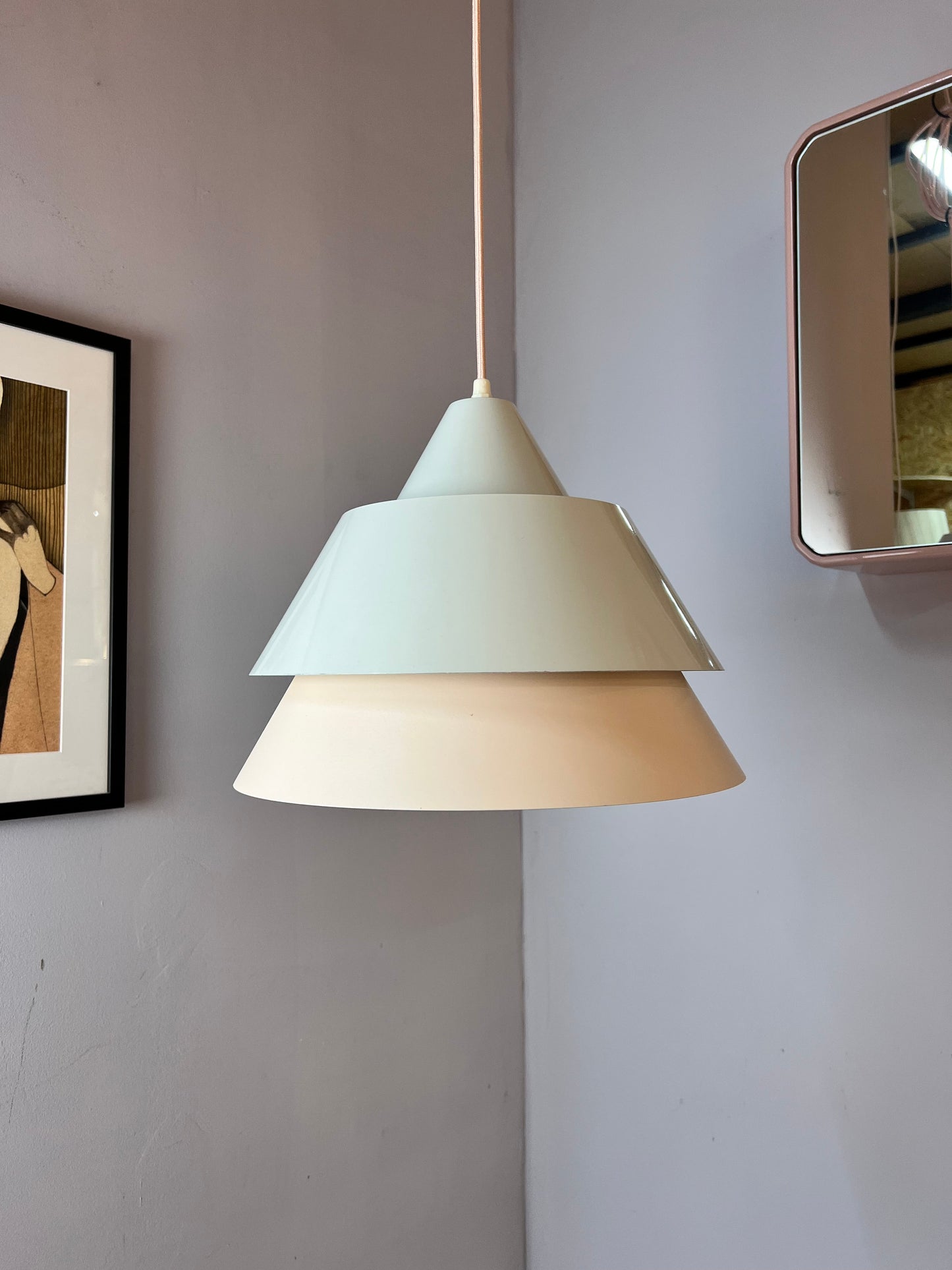 Vintage Lamellenlampe Zone von Jo Hammerborg für Fog und Mørup, weiß