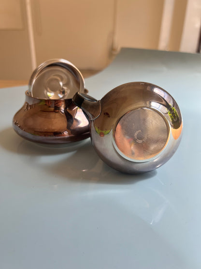 Sucrier et pot à lait vintage en métal argenté par Hans Bunde pour COHR Danemark, lot de 2