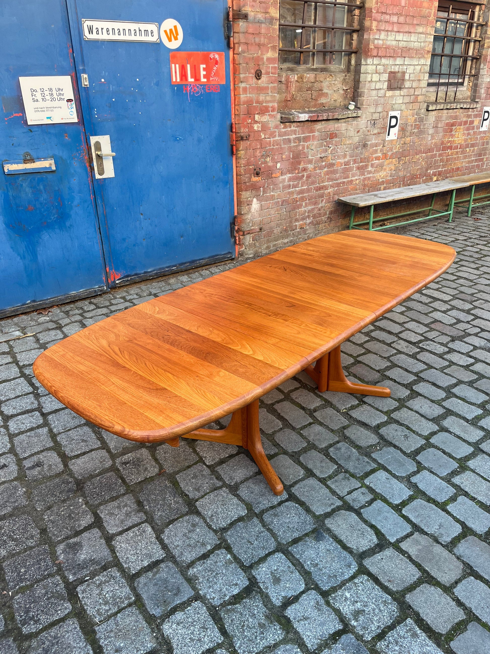 Vintage Esstisch ausziehbar Teak mit integriertem Plattenfach